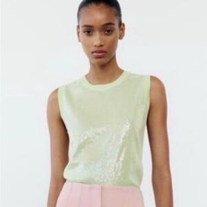 Zara Light Green Sequin Tank Top